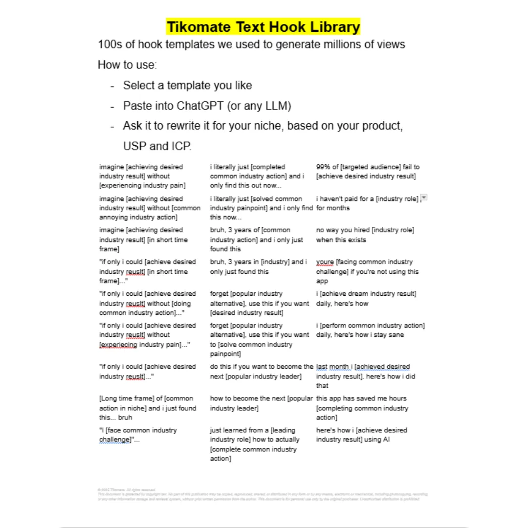 Text Hook Library template